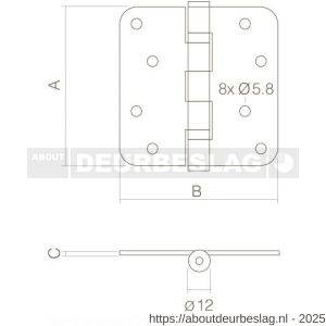 Intersteel Essentials 4625 kogellagerscharnier afgerond 4 inch 102x102x3 mm RVS - R26007204 - afbeelding 2