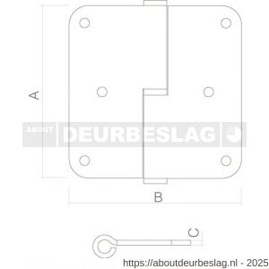 Intersteel Essentials 4626A paumelles DIN rechts afgerond 3,5x3,5 inch 89x89x2.5 mm RVS - R26000046 - afbeelding 2