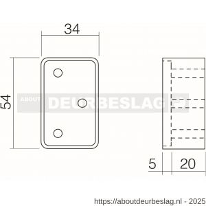 Intersteel Essentials 4800 opvulblok 20 mm kierstandhouder voor opdek raam of deur met bevestiging RVS - R26006169 - afbeelding 2