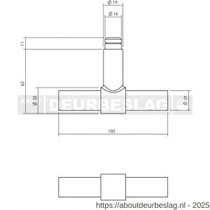 Intersteel Essentials 5620B set kruk-espagnolet links T-recht inclusief stangenset 2x 1245 mm RVS geborsteld - R26009326 - afbeelding 3