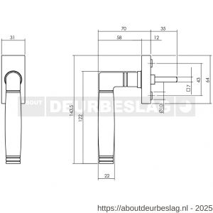 Intersteel Living 6156 raamkruk Ton 212 op stalen rechthoekige rozet stift 7x35 mm RVS - R26010132 - afbeelding 2