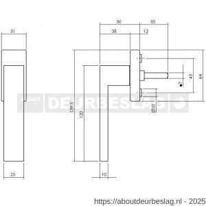 Intersteel Living 6156 raamkruk Amsterdam op stalen rechthoekige rozet stift 7x35 mm RVS - R26010484 - afbeelding 3
