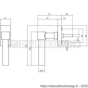 Intersteel Living 6156 raamkruk L-vorm recht op stalen rechthoekige rozet stift 7x35 mm RVS - R26010131 - afbeelding 3