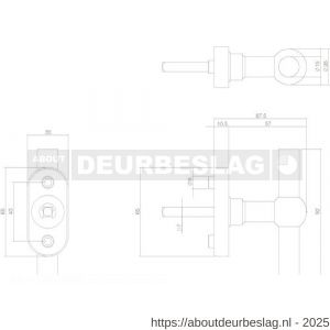 Intersteel Essentials 6156 raamkruk T-vorm RVS bol op stalen ovale rozet stift 7x35 mm RVS geborsteld - R26003699 - afbeelding 2