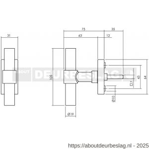 Intersteel Living 6156 raamkruk T-vorm recht op stalen rechthoekige rozet stift 7x35 mm RVS - R26010129 - afbeelding 3