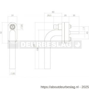 Intersteel Essentials 6156 SKG** afsluitbare raamkruk recht stift 35 mm RVS - R26006179 - afbeelding 2