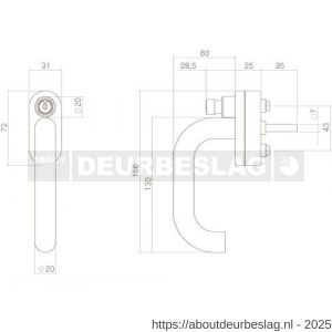 Intersteel Essentials 6156 SKG** afsluitbare raamkruk rond stift 35 mm RVS - R26006888 - afbeelding 2