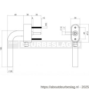 Intersteel Essentials 6156 SKG*** afsluitbare raamkruk recht op ovale behuizing stift 35 mm RVS - R26007725 - afbeelding 2