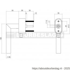 Intersteel Essentials 6156 SKG*** afsluitbare raamkruk hoek 90 graden op ovale behuizing stift 35 mm RVS - R26007724 - afbeelding 2