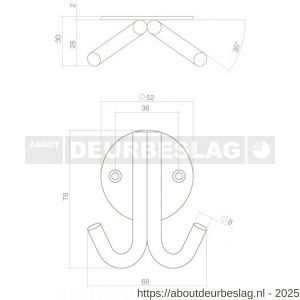 Intersteel Living 6950 jashaak dubbel op rond rozet RVS - R26008805 - afbeelding 2