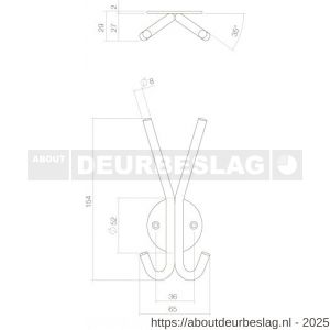 Intersteel Living 6950 hoed-jashaak dubbel op rond rozet RVS - R26008806 - afbeelding 2