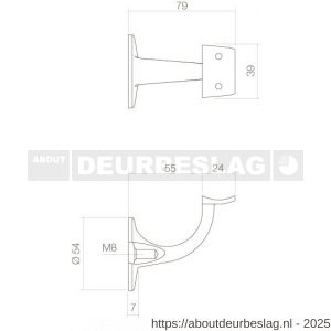 Intersteel Essentials 7300 leuninghouder kleine achterplaat hol zadel opschroevend RVS - R26003975 - afbeelding 3