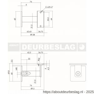 Intersteel Living 7300 leuninghouder zwaar vierkant hol RVS - R26007788 - afbeelding 3