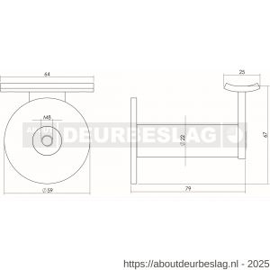 Intersteel Living 7300 leuninghouder zwaar met hol zadel RVS - R26007786 - afbeelding 2