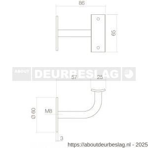 Intersteel Essentials 7300 leuninghouder gebogen opschroevend vlak zadel RVS - R26003973 - afbeelding 2
