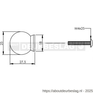 Intersteel Essentials 8510 knop bolrond achterplaat diameter 25 mm RVS - R26007877 - afbeelding 2