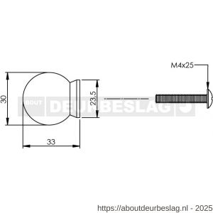Intersteel Essentials 8510 knop bolrond achterplaat diameter 30 mm RVS - R26007882 - afbeelding 2
