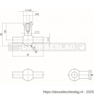 Intersteel Living 8510 meubelknop T-vorm recht 18 mm RVS - R26007865 - afbeelding 2