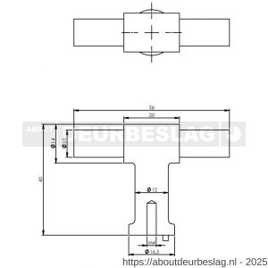 Intersteel Essentials 8510 knop T-vorm 20 mm recht-recht RVS - R26006199 - afbeelding 2