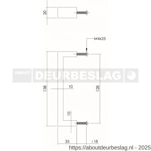 Intersteel Living 8927 greep rechthoek 20x10x128 mm RVS - R26004528 - afbeelding 2