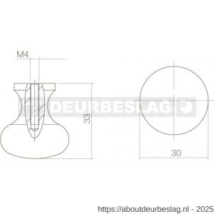 Intersteel Living 8550 knop Paddenstoel 30 mm smeedijzer zwart - R26004081 - afbeelding 2