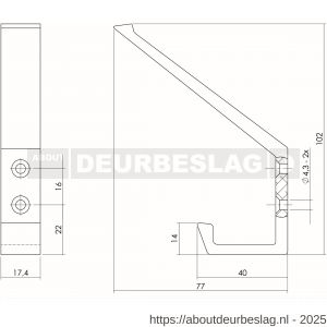 Intersteel Living 6910 kapstokhaak met verticale schroefgaten aluminium - R26003917 - afbeelding 2