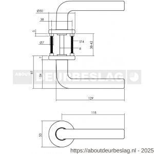 Intersteel Living 0073 deurkruk Derby met rozet verdekt diameter 50x7 mm met nokken aluminium F1 - R26001625 - afbeelding 4