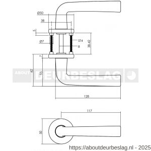 Intersteel Living 0074 deurkruk Conisch met rozet verdekt diameter 50x7 mm met nokken aluminium F1 - R26001626 - afbeelding 4