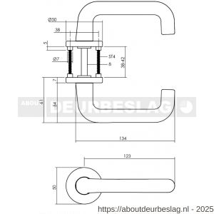Intersteel Living 0077 deurkruk Rond met rozet verdekt diameter 50x7 mm met nokken aluminium F1 - R26001629 - afbeelding 4