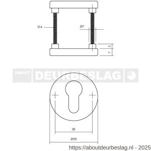 Intersteel Living 3090 cilinderrozetten diameter 50x7 aluminium F1 - R26011138 - afbeelding 2
