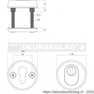 Intersteel Living 3750 SKG3 veiligheidsrozetten rond diameter 60x15 mm profielcilindergat met kerntrekbeveiliging aluminium F1 - R26008845 - afbeelding 2