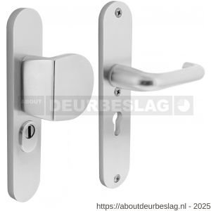 Intersteel Living 3796 SKG3 veiligheidsbeslag ovaal 250x50 mm greep-kruk Rond met veerconstructie profielcilindergat 55 mm met kerntrekbeveiliging aluminium F1 - R26008846 - afbeelding 1