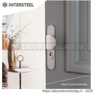 Intersteel Living 3796 SKG3 veiligheidsbeslag ovaal 250x50 mm greep-kruk Rond met veerconstructie profielcilindergat 72 mm met kerntrekbeveiliging aluminium F1 - R26008847 - afbeelding 5