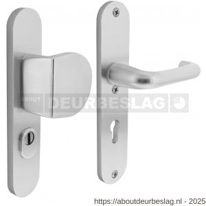 Intersteel Living 3796 SKG3 veiligheidsbeslag ovaal 250x50 mm greep-kruk Rond met veerconstructie profielcilindergat 72 mm met kerntrekbeveiliging aluminium F1 - R26008847 - afbeelding 1