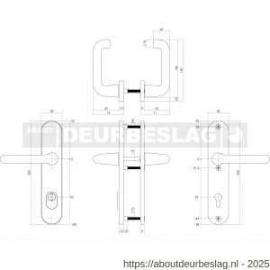 Intersteel Living 3797 SKG3 veiligheidsbeslag ovaal 250x50 mm kruk-kruk Rond met veerconstructie profielcilindergat 55 mm met kerntrekbeveiliging aluminium F1 - R26008848 - afbeelding 2