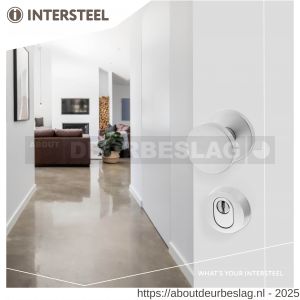 Intersteel Living 3929 voordeurknop plat diameter 55 mm op achterplaat diameter 60 mm éénzijdige montage aluminium F1 - R26008852 - afbeelding 3
