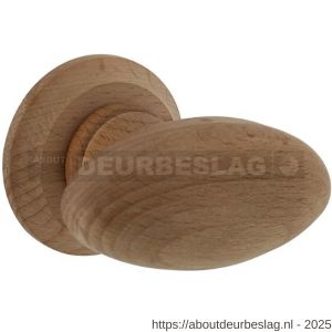 Intersteel Living 1847 knopkruk ovaal glad met ronde rozet beukenhout - R26010052 - afbeelding 1