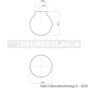 Intersteel Living 8578 knop 18/35 mm bolrond essenhout - R26004041 - afbeelding 2