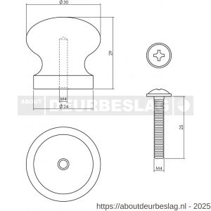 Intersteel Living 8578 knop 30 mm grenenhout - R26004046 - afbeelding 2