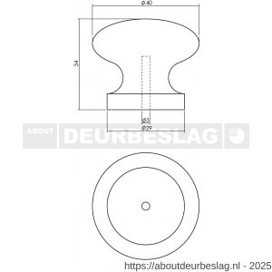 Intersteel Living 8578 knop 40 mm grenenhout - R26004048 - afbeelding 2