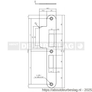 Intersteel Essentials 9508A sluitplaat 192x25x1,5 mm voor profielcilindergat PC 55 SKG sluitkom 950803 DIN rechts RVS - R26008893 - afbeelding 2