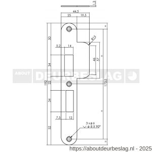 Intersteel Essentials 9508B sluitplaat 192x25x1,5 mm voor profielcilindergat PC 55 mm SKG sluitkom 950803 DIN links RVS  - R26008894 - afbeelding 2
