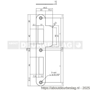 Intersteel Essentials 9508B sluitplaat 192x25x1,5 mm voor profielcilindergat 72 mm SKG sluitkom 950803 DIN links RVS - R26008896 - afbeelding 2