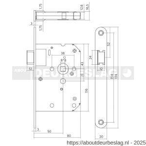 Intersteel Essentials 9540 woningbouw loopslot voorplaat afgerond wit gelakt 20x174 doorn 50 mm met sluitplaat - R26007074 - afbeelding 2