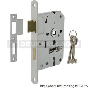 Intersteel Essentials 9540 woningbouw klavier dag- en nachtslot 55 mm voorplaat afgerond wit gelakt 20x174 doorn 50 mm met sluitplaat en 2 sleutels - R26007075 - afbeelding 1