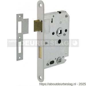 Intersteel Essentials 9540 woningbouw badkamer-toilet slot 63/8 mm voorplaat afgerond wit gelakt 20x174 mm doorn 50 mm met sluitplaat - R26007077 - afbeelding 1