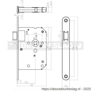 Intersteel Essentials 2100 set bestaand uit loopslot voorplaat RVS met deurkrukgarnituur Hoek 90 graden op rozet RVS - R26010038 - afbeelding 2