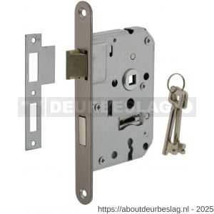 Intersteel Essentials 9542 woningbouw klavier dag- en nachtslot 55 mm voorplaat afgerond RVS 20x174 mm doorn 50 mm met sluitplaat en 2 sleutels - R26007081 - afbeelding 1