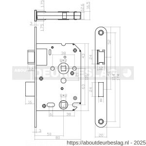 Intersteel Essentials 2100 set bestaand uit toiletslot voorplaat wit met toilet- en deurkrukgarnituur Recht op rozet RVS - R26010037 - afbeelding 2