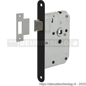 Intersteel Living 9547 woningbouw loopslot voorplaat afgerond zwart gelakt 20x174 doorn 50 mm met sluitplaat  - R26008916 - afbeelding 1